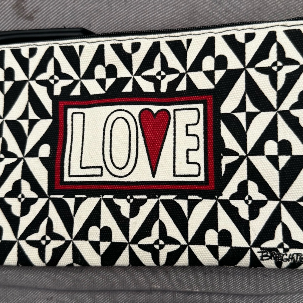 Brighton Black and White Geometric LOVE Clutch